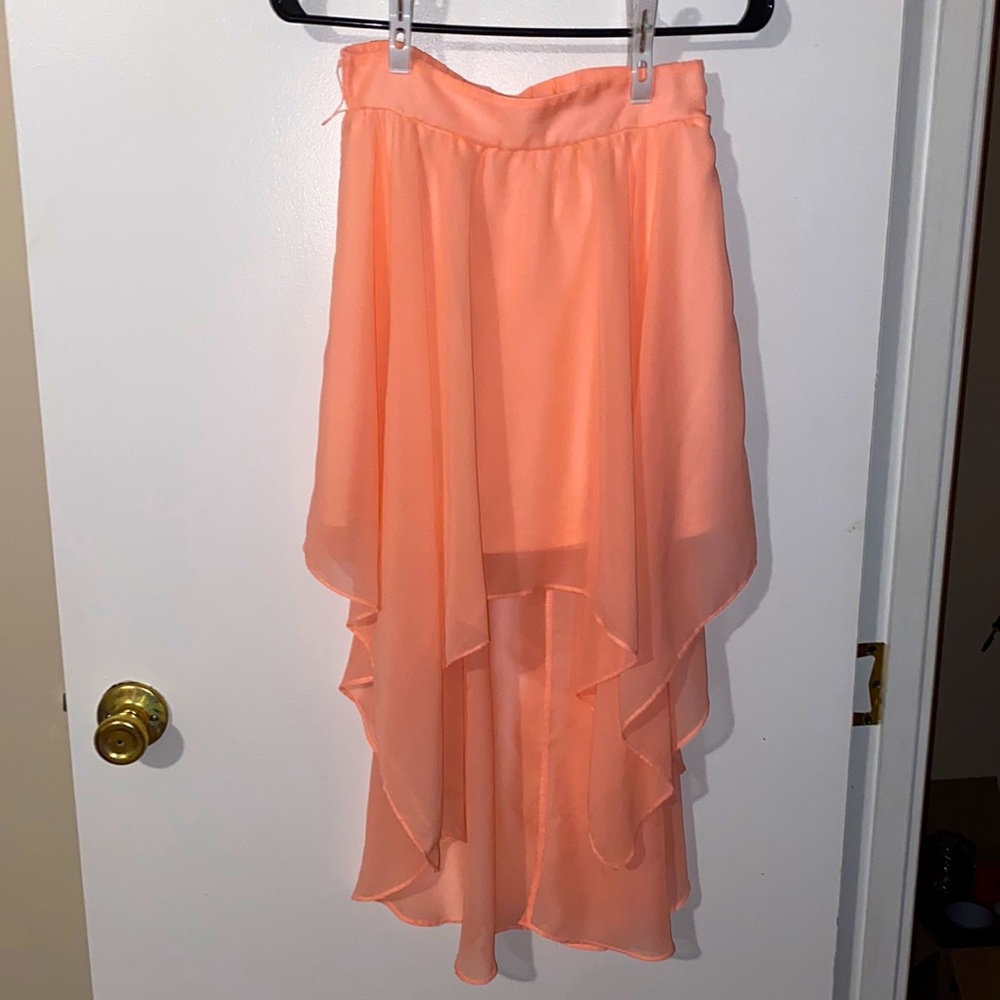 Charlotte Russe Peach/Salmon High-Low Skirt (M)